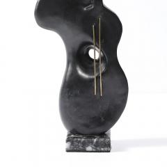 Mid Century Abstracted Guitar Sculpture in Black Enamel Bronze on Marble Base - 4465871