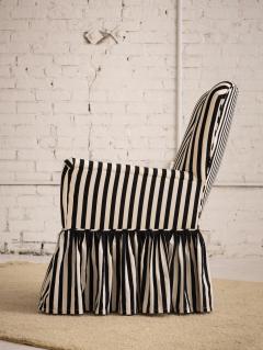 Mid Century Accent Chair in Black and White Stripe With Ruffle Skirt - 2973751