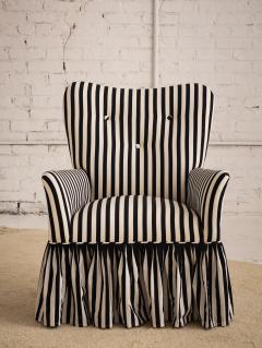 Mid Century Accent Chair in Black and White Stripe With Ruffle Skirt - 2973752