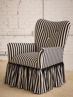 Mid Century Accent Chair in Black and White Stripe With Ruffle Skirt - 2973754