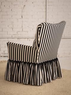 Mid Century Accent Chair in Black and White Stripe With Ruffle Skirt - 2973755