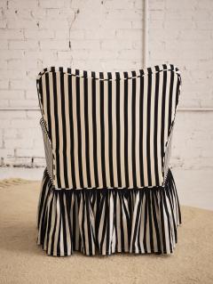 Mid Century Accent Chair in Black and White Stripe With Ruffle Skirt - 2973756