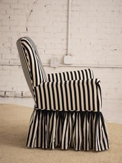 Mid Century Accent Chair in Black and White Stripe With Ruffle Skirt - 2973757