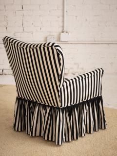 Mid Century Accent Chair in Black and White Stripe With Ruffle Skirt - 2973758