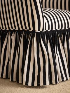 Mid Century Accent Chair in Black and White Stripe With Ruffle Skirt - 2973759