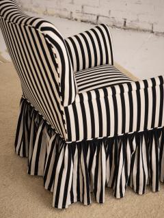 Mid Century Accent Chair in Black and White Stripe With Ruffle Skirt - 2973760