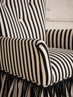 Mid Century Accent Chair in Black and White Stripe With Ruffle Skirt - 2973761