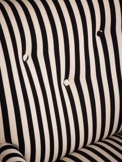 Mid Century Accent Chair in Black and White Stripe With Ruffle Skirt - 2973762
