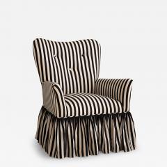 Mid Century Accent Chair in Black and White Stripe With Ruffle Skirt - 2975079