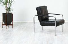 Mid Century Adjustable Chrome Leather Lounge Chair - 2217208