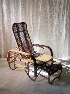 Mid Century Adjustable Rattan Lounge Chair with Retractable Footrest Japan - 4802884