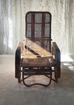 Mid Century Adjustable Rattan Lounge Chair with Retractable Footrest Japan - 4802885