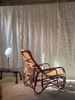 Mid Century Adjustable Rattan Lounge Chair with Retractable Footrest Japan - 4802886