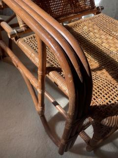 Mid Century Adjustable Rattan Lounge Chair with Retractable Footrest Japan - 4802887