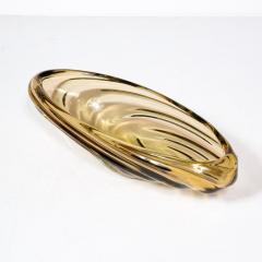 Mid Century Amber Hand Blown Murano Glass Centerpiece w Rippled Details - 3275958