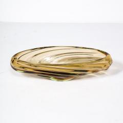 Mid Century Amber Hand Blown Murano Glass Centerpiece w Rippled Details - 3275972