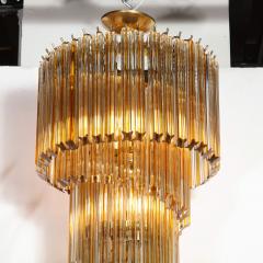 Mid Century Amber Spiral Form Quadretti Camer Chandelier w Brass Fittings - 1802124