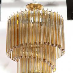 Mid Century Amber Spiral Form Quadretti Camer Chandelier w Brass Fittings - 1802125