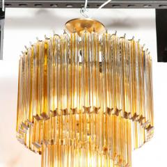 Mid Century Amber Spiral Form Quadretti Camer Chandelier w Brass Fittings - 1802130