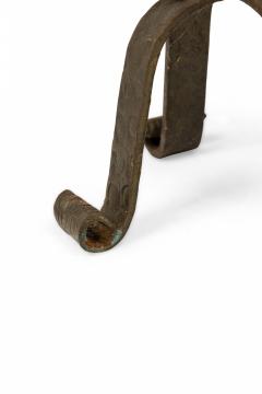 Mid Century American 4 Piece Twisted Design Wrought Bronze Fire Tool Set - 4672327