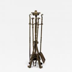 Mid Century American 4 Piece Twisted Design Wrought Bronze Fire Tool Set - 4717153