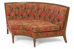 Mid Century American 4 Piece Walnut and Floral Fabric Upholstered Sectional Sofa - 4640114