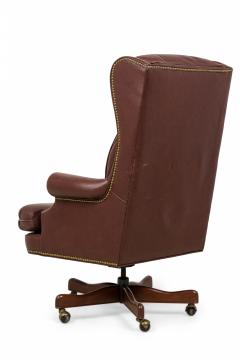 Mid Century American Brown Leather Wingback Executive Office Chair - 4172192