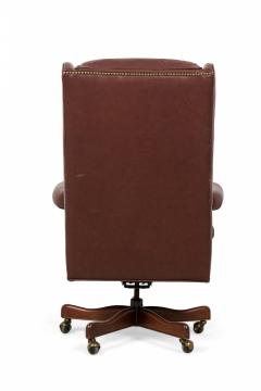Mid Century American Brown Leather Wingback Executive Office Chair - 4172193