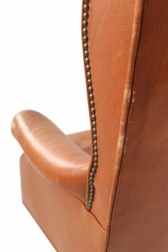 Mid Century American Brown Tufted Leather Swivel Office Armchair - 3171204