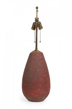 Mid Century American Ceramic Brick Red Glazed Textured Table Lamp - 4162978