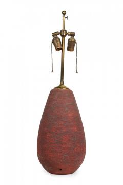 Mid Century American Ceramic Brick Red Glazed Textured Table Lamp - 4162979