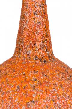 Mid Century American Ceramic Orange Lava Glazed Table Lamp on Wood Base - 4162903