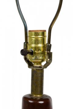 Mid Century American Ceramic Orange and Brown Lava Drip Glazed Table Lamp - 4162784