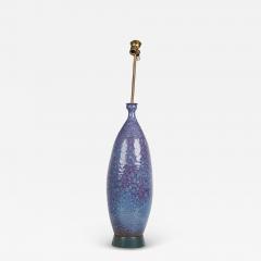 Mid Century American Ceramic Peacock Glazed Table Lamp on Painted Wooden Base - 4167808