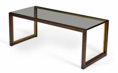 Mid Century American Copper Brass and Smoked Glass Coffee Cocktail Table - 2793041