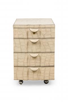 Mid Century American Embossed Faux Reptile Leather Chest Set of Desk Drawers - 4161627
