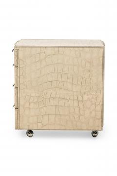 Mid Century American Embossed Faux Reptile Leather Chest Set of Desk Drawers - 4161628