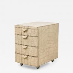 Mid Century American Embossed Faux Reptile Leather Chest Set of Desk Drawers - 4166376