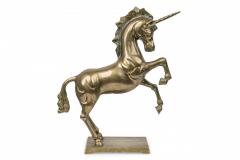 Mid Century American Modern Brass Unicorn Sculpture on Square Base - 4195843