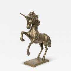 Mid Century American Modern Brass Unicorn Sculpture on Square Base - 4222049