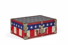 Mid Century American Small Red White and Blue Flag Motif Suitcase - 4674189