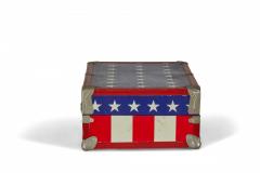 Mid Century American Small Red White and Blue Flag Motif Suitcase - 4674190