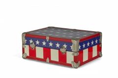 Mid Century American Small Red White and Blue Flag Motif Suitcase - 4674191