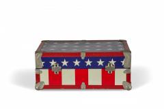 Mid Century American Small Red White and Blue Flag Motif Suitcase - 4674192
