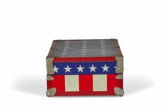 Mid Century American Small Red White and Blue Flag Motif Suitcase - 4674194