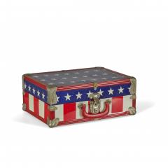 Mid Century American Small Red White and Blue Flag Motif Suitcase - 4721214