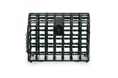 Mid Century American Treasure Chest Iron Wine Rack with Latched Draw Door - 4197642