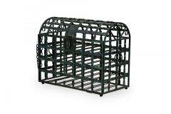 Mid Century American Treasure Chest Iron Wine Rack with Latched Draw Door - 4197643