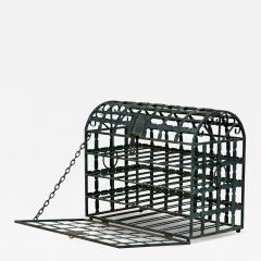 Mid Century American Treasure Chest Iron Wine Rack with Latched Draw Door - 4247434
