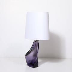 Mid Century Amorphic Crystal Table Lamp in Smoked Amethyst W Makers Stamp - 3998249